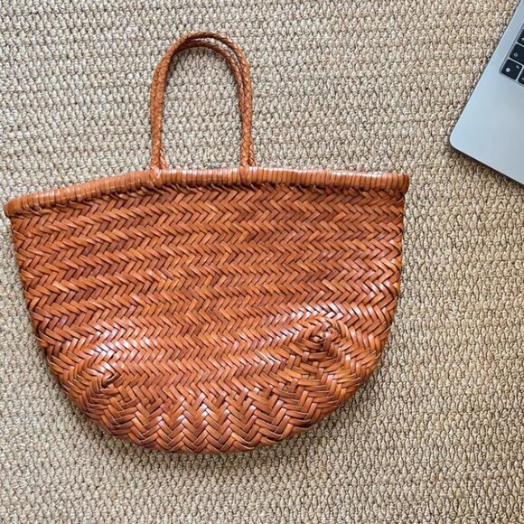 Dragon Diffusion Women Big Leather Woven Basket Tote Bag - Picture 2 of 9